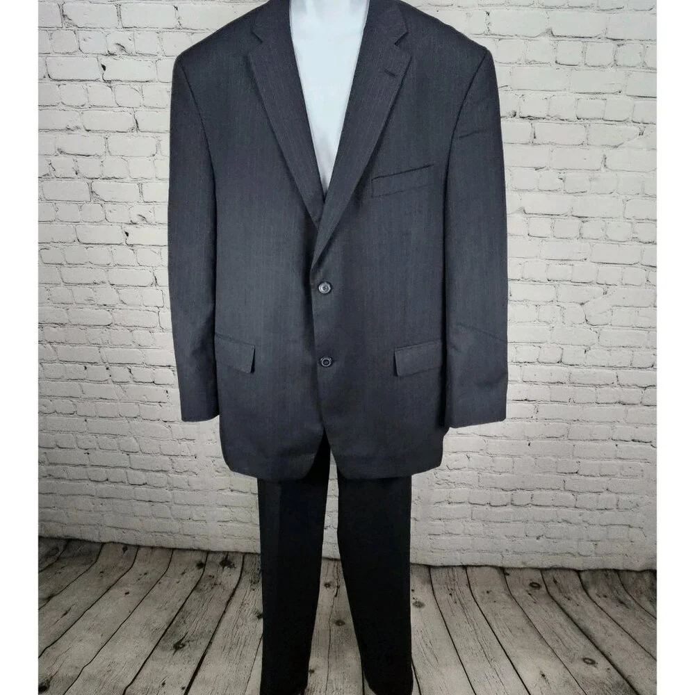 Haggar Navy Suit Up System 2 Button Notch Vented Full 2 Piece Set 46L (36x32)
